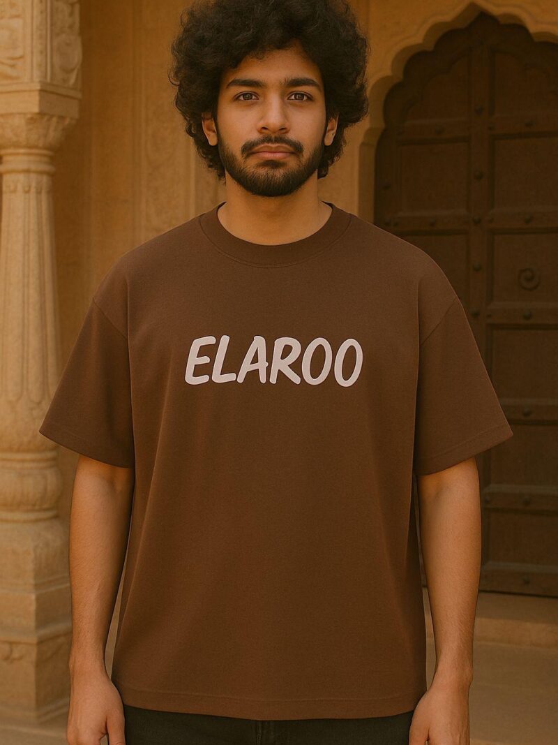 Elaroo Elegant Graphic Tee- Coffee Brown