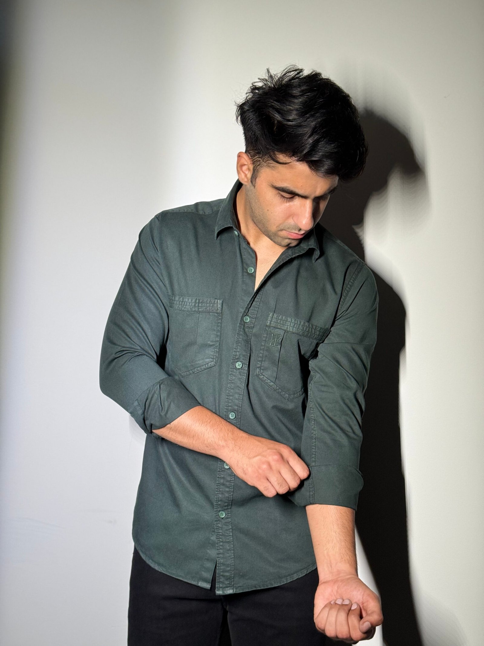 Elaroo Teal Green Dual-Pocket Shirt