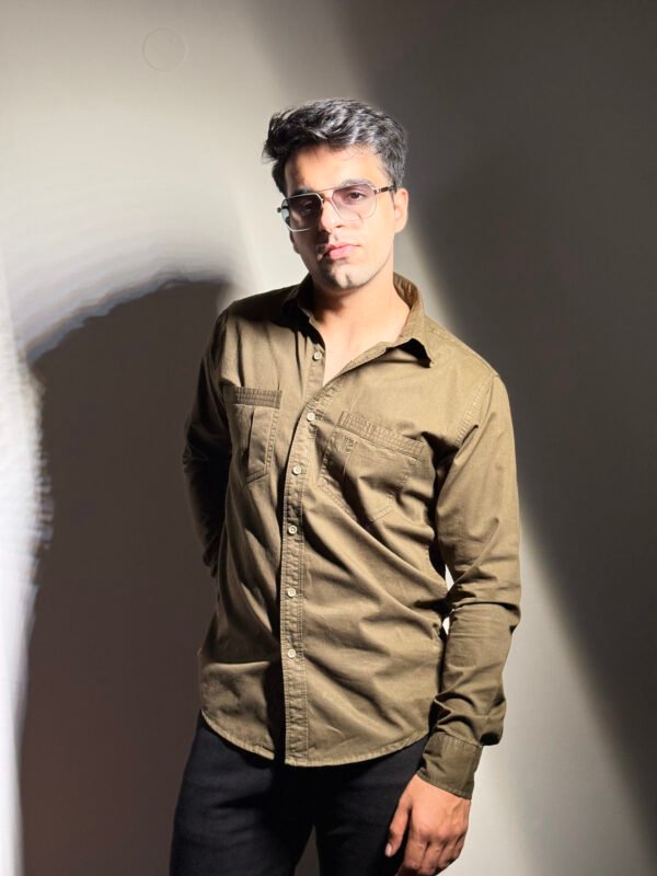Elaroo Olive Green Dual Pocket Shirt - Image 3