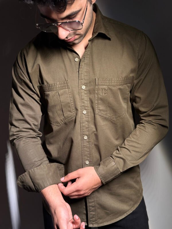 Elaroo Olive Green Dual Pocket Shirt