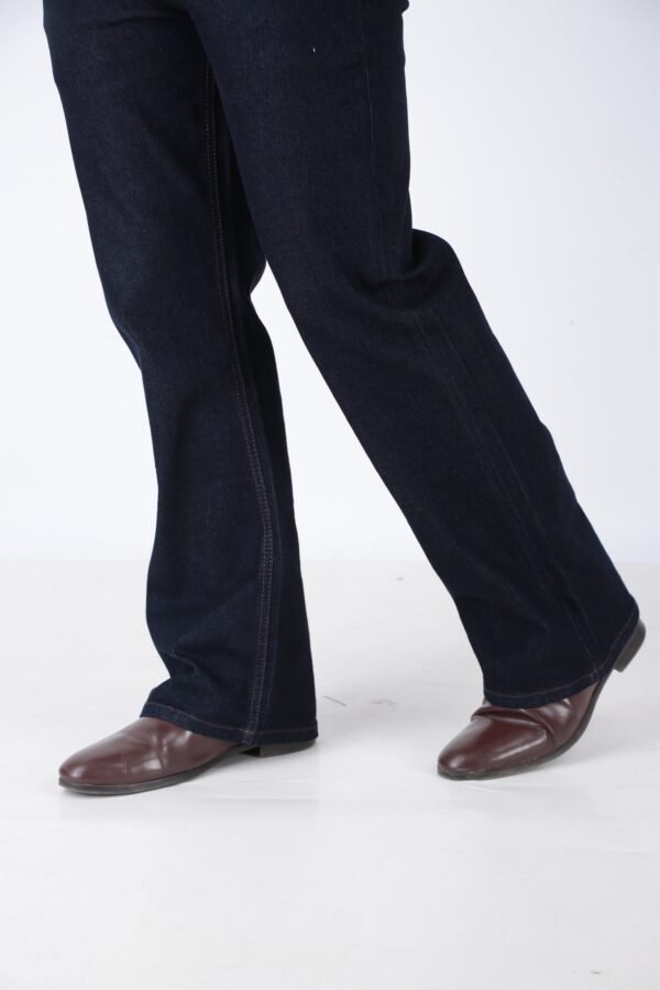 ELAROO RAW FINISH AND BURGUNDY OVERDYED  BOOTCUT DENIM DARK BLUE SHADE - Image 2