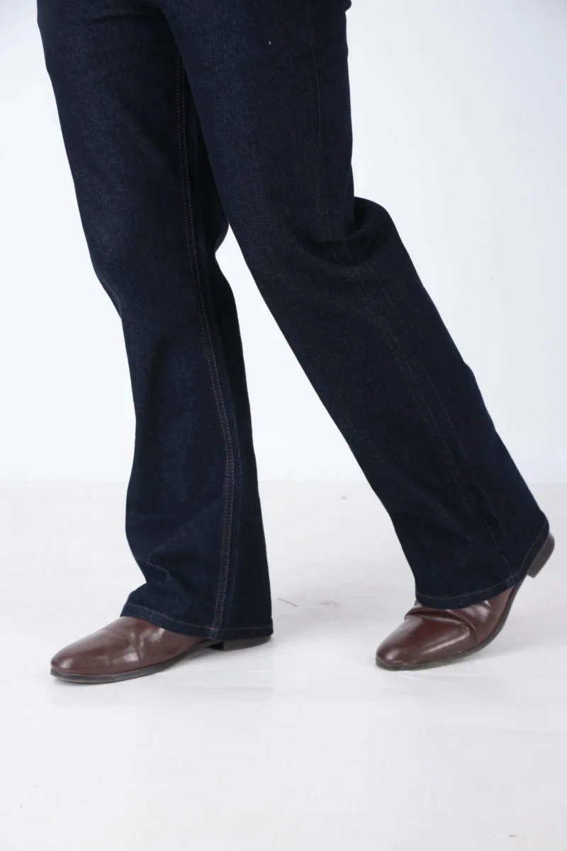 ELAROO RAW FINISH AND BURGUNDY OVERDYED  BOOTCUT DENIM DARK BLUE SHADE - Image 6