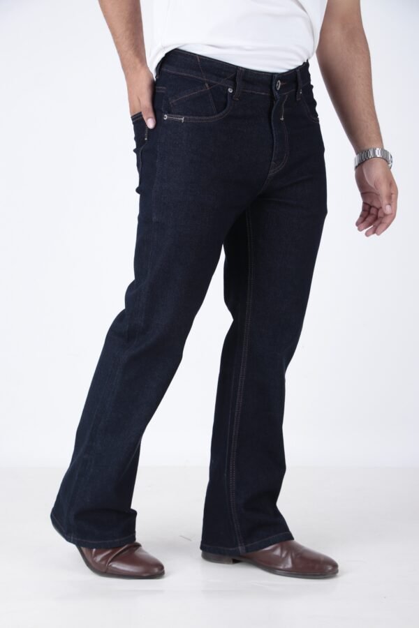 ELAROO RAW FINISH AND BURGUNDY OVERDYED  BOOTCUT DENIM DARK BLUE SHADE - Image 3