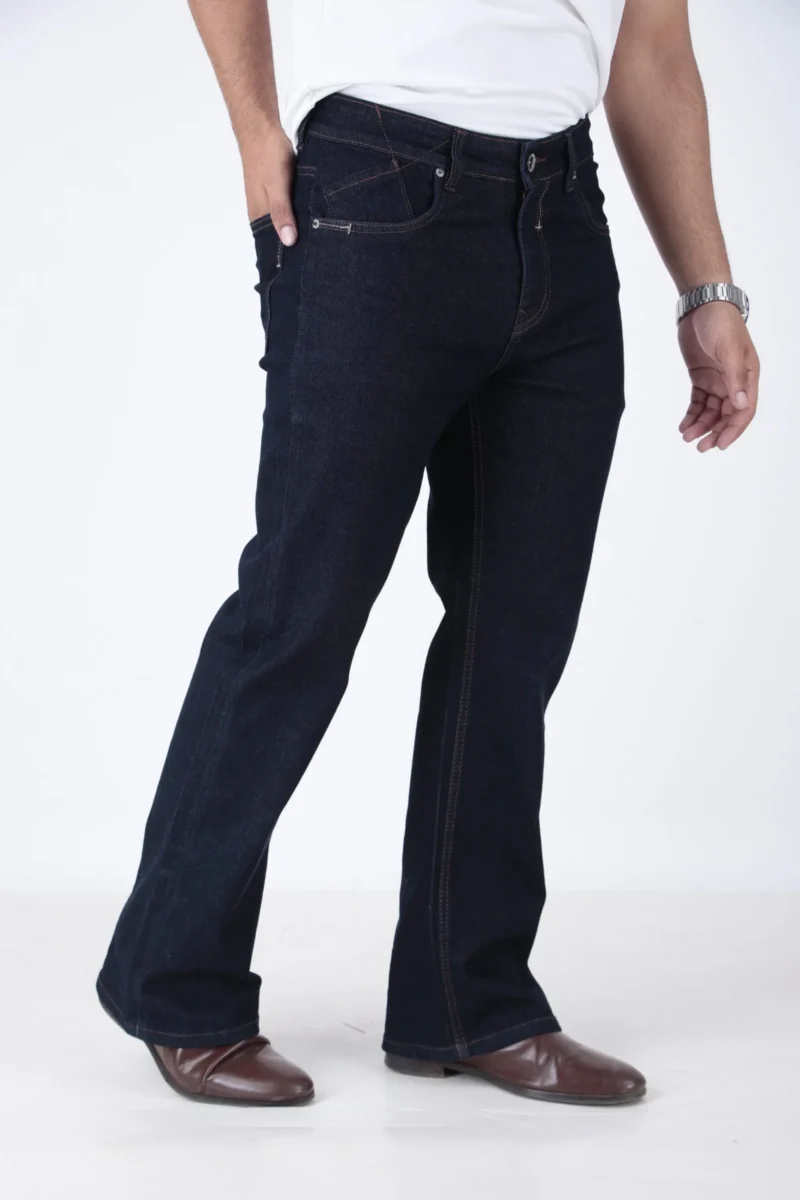 ELAROO RAW FINISH AND BURGUNDY OVERDYED  BOOTCUT DENIM DARK BLUE SHADE - Image 5