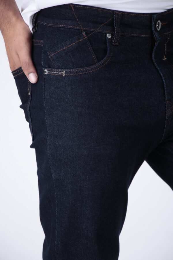 ELAROO RAW FINISH AND BURGUNDY OVERDYED  BOOTCUT DENIM DARK BLUE SHADE - Image 4