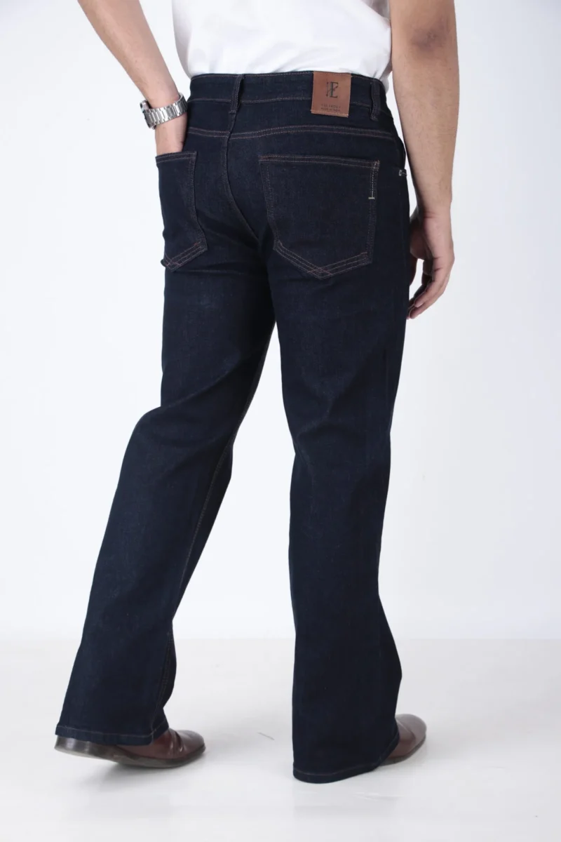ELAROO RAW FINISH AND BURGUNDY OVERDYED  BOOTCUT DENIM DARK BLUE SHADE - Image 3