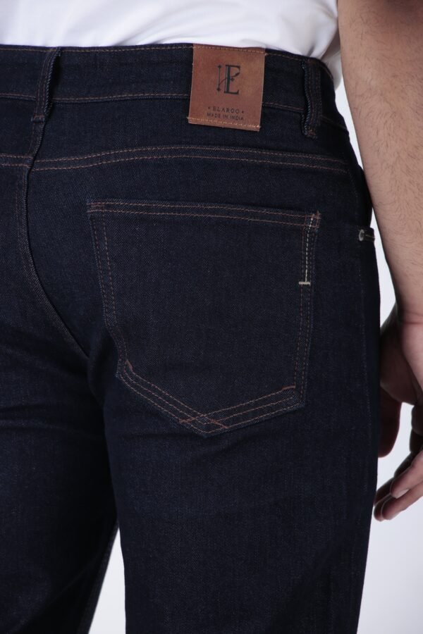 ELAROO RAW FINISH AND BURGUNDY OVERDYED  BOOTCUT DENIM DARK BLUE SHADE - Image 6